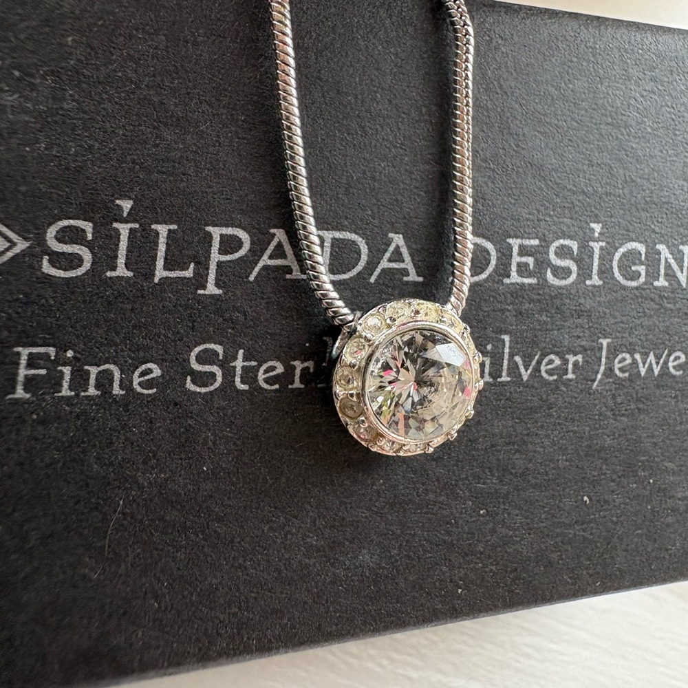 Silpada Silver Necklace with Clear Stone